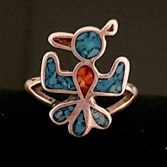 Vintage Jewelry - Crushed Turquoise Thunderbird Ring